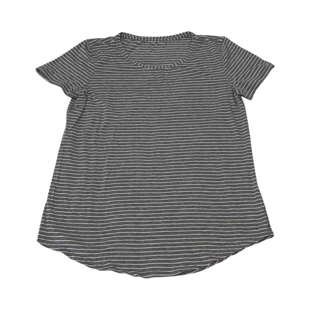 Lululemon Love Crew Short Sleeve T-Shirt Grey/White Stripe Size 4